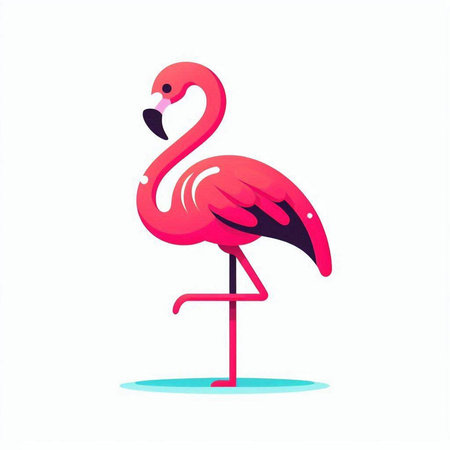 Pink flamingo on a white background. Vector illustration in flat style.のイラスト素材