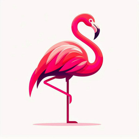 Pink flamingo. Vector illustration. Isolated on white background.のイラスト素材