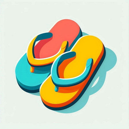 Flip flops icon in 3d style. Vector illustration.のイラスト素材