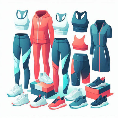 Sportswear set. Collection of sportswear. Vector illustrationのイラスト素材
