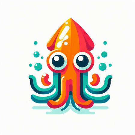 Octopus cartoon character. Vector illustration isolated on a white background.のイラスト素材