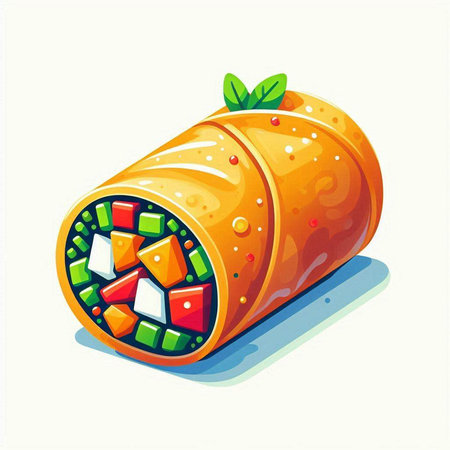 Illustration of a traditional oriental roll. Vector illustration of a traditional oriental roll.のイラスト素材