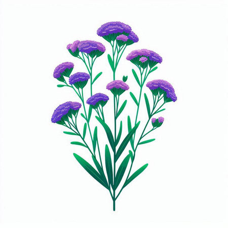 Purple flowers. Isolated on white background. Vector illustration.のイラスト素材
