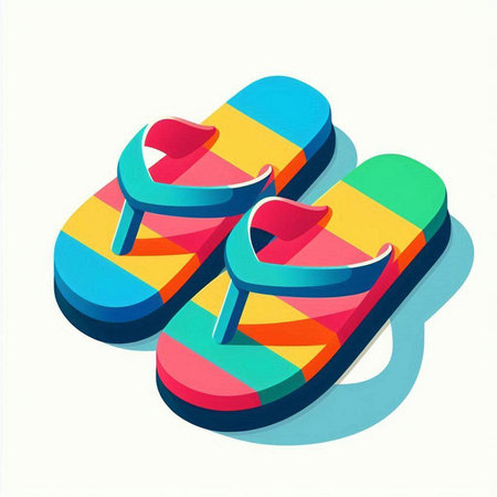 Colorful flip flops isolated on white background. 3D illustration.のイラスト素材