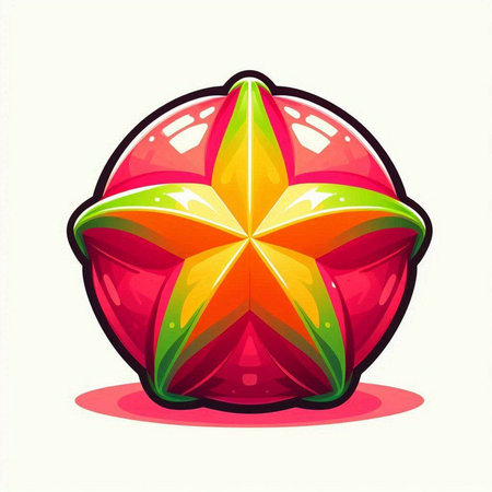 Illustration of a colorful star fruit on a white background - vectorのイラスト素材