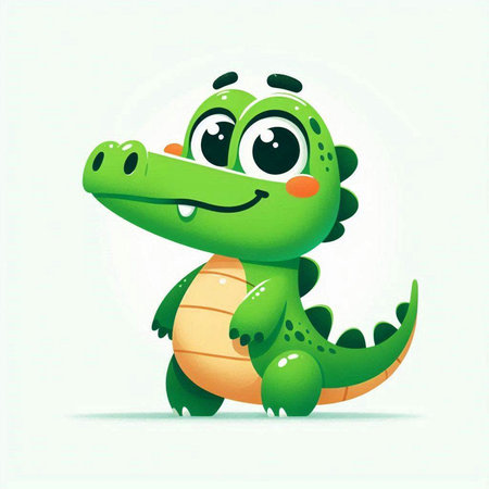 Cute crocodile on a white background. Cartoon character. Vector illustration.のイラスト素材