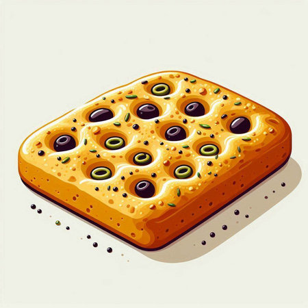 Illustration of a biscuit with olives on a white backgroundのイラスト素材