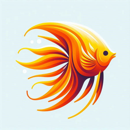 Vector illustration of a goldfish in the form of a wave.のイラスト素材