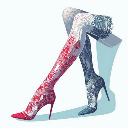Illustration of female legs in high-heeled shoes. Vector illustrationのイラスト素材