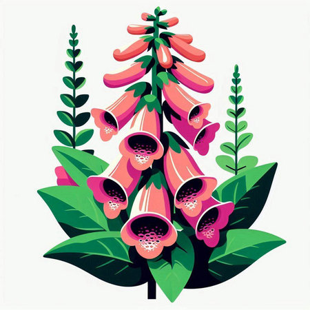 Illustration of a foxglove flower on a white background.のイラスト素材