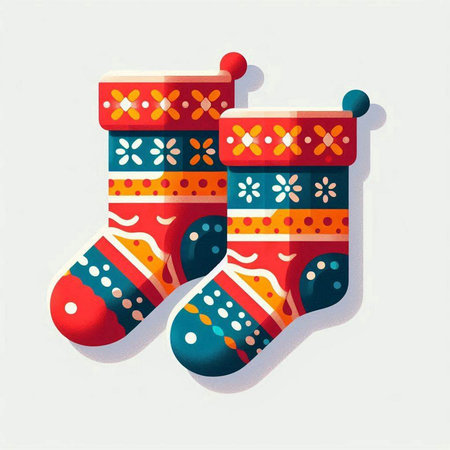 Christmas socks on a white background. Vector illustration. Eps 10.のイラスト素材
