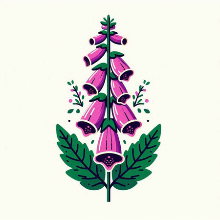 Digitalis, foxglove, foxglove, foxglove, foxglove. Vector illustrationのイラスト素材