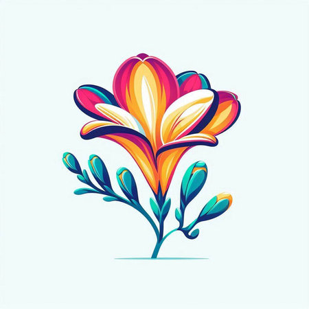 Colorful lily flower, vector illustration. Floral design element.のイラスト素材