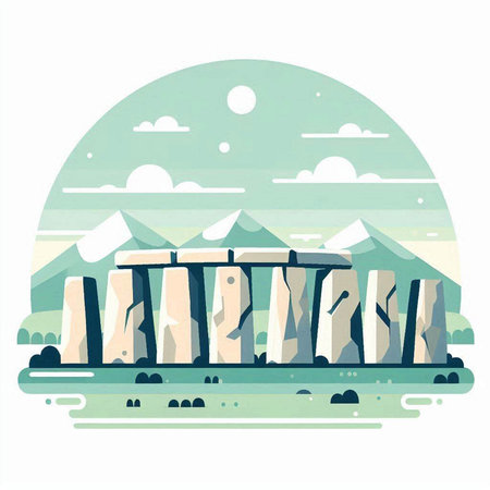 Stonehenge, symbol of ancient Greece, vector illustration in flat styleのイラスト素材