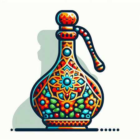 Colorful vector illustration of a vase with a floral pattern.のイラスト素材