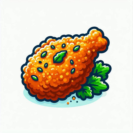 Illustration of fried chicken leg. Vector illustration of fried chicken leg.のイラスト素材