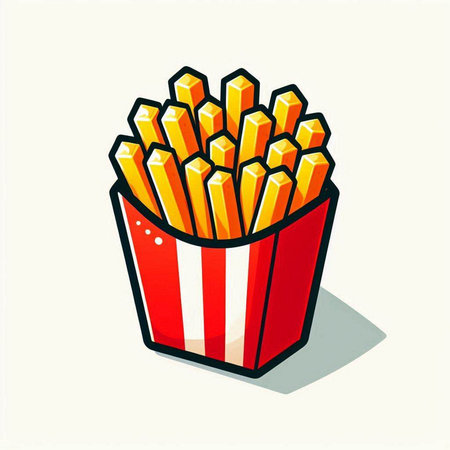 French fries in a red box on a white background. Vector illustrationのイラスト素材