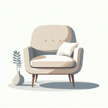 Comfortable armchair. Vector illustration in flat style. Interior design.のイラスト素材