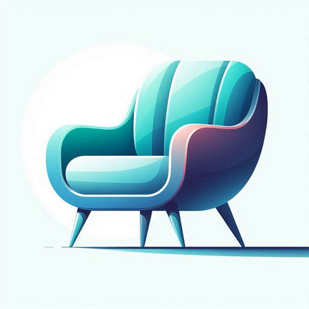 Illustration of modern armchair in blue colors. Vector illustration.のイラスト素材