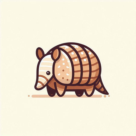 Cute hand drawn vector illustration of a little armadillo.のイラスト素材