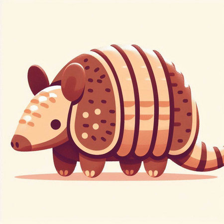 Cute little armadillo. Cartoon animal. Vector illustration.のイラスト素材