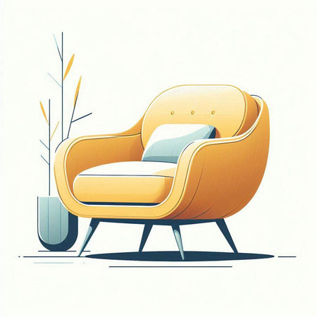 Illustration of modern armchair in retro style. Vector illustration.のイラスト素材