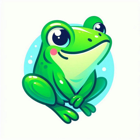 Cute cartoon frog. Vector illustration. Isolated on white background.のイラスト素材