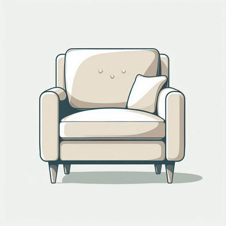 Armchair with pillows on a white background. Vector illustration.のイラスト素材
