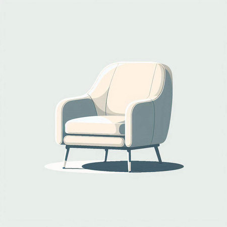 Illustration of a white armchair on a light background. Vector illustrationのイラスト素材