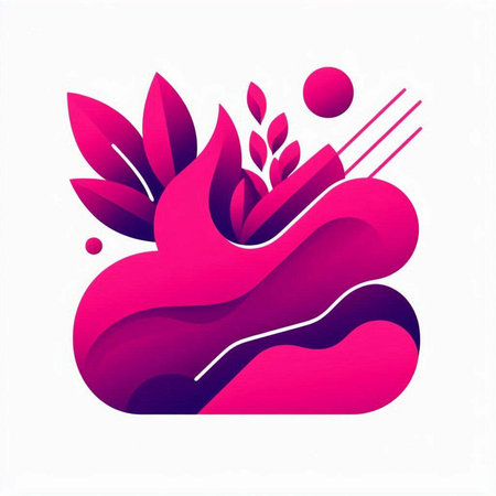 Abstract background with wavy shapes and leaves. Vector Illustration.のイラスト素材