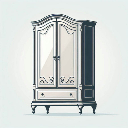 Cupboard. Furniture. Vintage style. Vector illustration.のイラスト素材