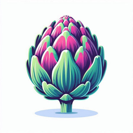 Artichoke flower isolated on white background. Vector cartoon illustration.のイラスト素材