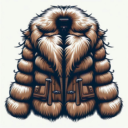 Vector illustration of a fur coat with a collar on a white backgroundのイラスト素材