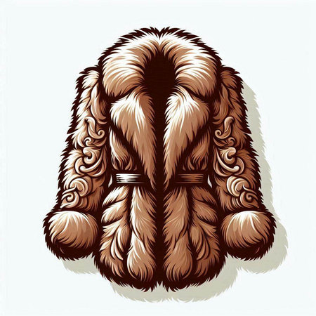 Vector image of a fur coat on a white background in retro styleのイラスト素材
