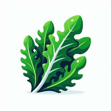 Vector illustration of green arugula leaves isolated on white background.のイラスト素材