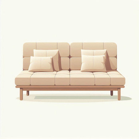 Modern sofa with pillows on a white background. Vector illustration.のイラスト素材