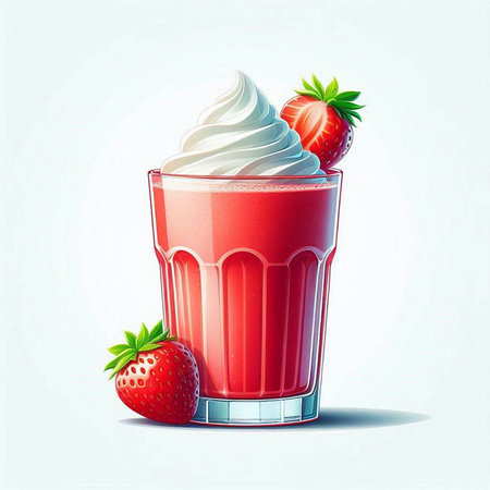 Strawberry milkshake in a glass. Vector illustration.のイラスト素材