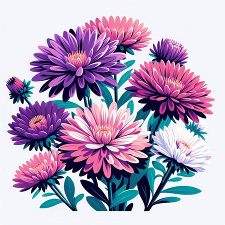 Bouquet of chrysanthemums. Vector illustration.のイラスト素材