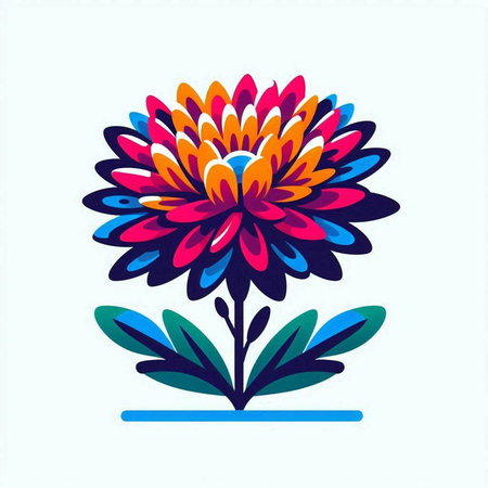 Colorful flower isolated on white background. Hand drawn vector illustration.のイラスト素材