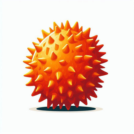 Illustration of an orange virus. Isolated on white background.のイラスト素材