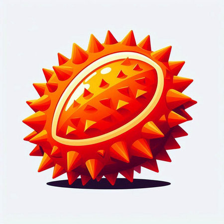 Illustration of an orange kiwano on a white background.のイラスト素材