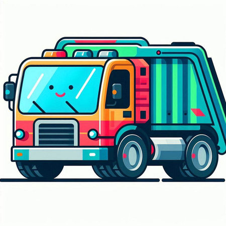 Illustration of a truck with a smiley face. Vector illustrationのイラスト素材
