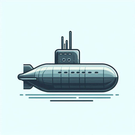 Submarine. Vector illustration of a military submarine in flat style.のイラスト素材