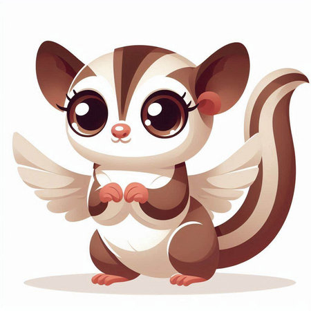 Cute skunk with wings isolated on white background. Vector illustration.のイラスト素材
