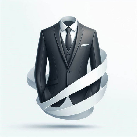 Tuxedo with white ribbon on a white background. 3d renderingのイラスト素材