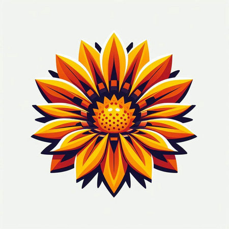 Sunflower with orange petals on a white background. Vector illustration.のイラスト素材