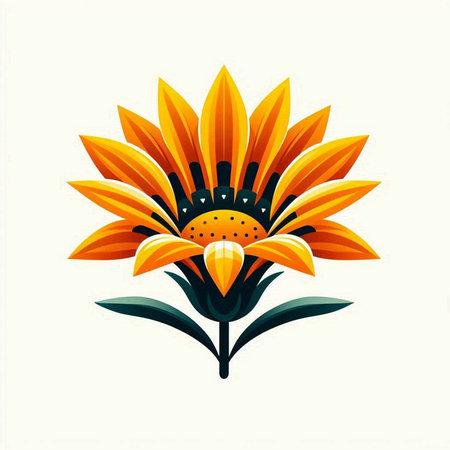 Illustration of a sunflower on a white background, vector illustrationのイラスト素材