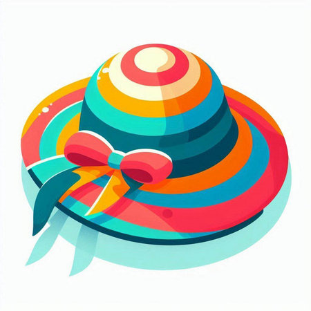 Colorful hat with bow on a white background. Vector illustration.のイラスト素材