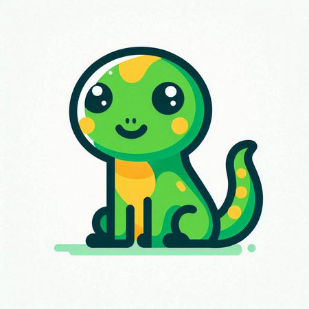 Cute cartoon kawaii dinosaur on white background. Vector illustration.のイラスト素材
