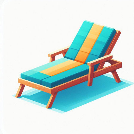 Illustration of a deck chair on a white background. Vector illustration.のイラスト素材